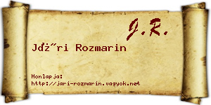 Jári Rozmarin névjegykártya